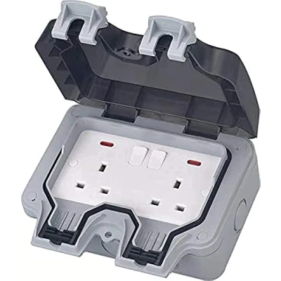 Image of Electrical Double Weatherproof Outdoor Switched Power Socket, IP66 Rated, 13 Amp WPS213