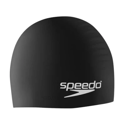 Image of Speedo Unisex Silicone Swim Cap, Black, One Size UK