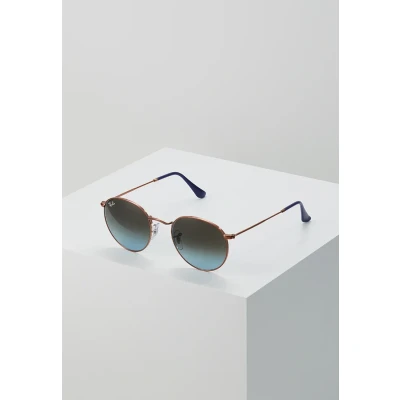 Image of Ray Ban Round Metal Unisex Sunglasses, Size: 50, Blue gradient brown