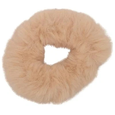 Image of Topkids Accessories Super Fluffy Faux Fur Scrunchie, Medium Size Scrunchie for Thick &amp; Thin Hair Women Girls, Pretty Hair, Tie, Bobbles, Scrunchies, Soft Ponytail Holder (Beige)