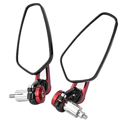 Image of Motorcycle Rearview Mirrors, 1 Pair Universal Aluminum Alloy 360 Rotation 7/8&quot; 22mm Handlebar Mirror Wide Angle Bar End Side Mirrors(Red)