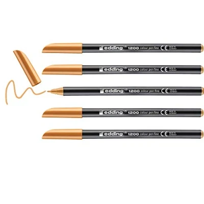 Image of edding 1200 colour pen fine light orange 5 pens round tip 1 mm felt for drawing and writing school or mandala