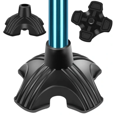 Image of supregear Heavy Duty Rubber Ferrules for Walking Sticks 16mm Self Standing Quad Base Offset Pod or Tripod Canes Non Slip Stable Replacement Feet Folding Cane, Crutches