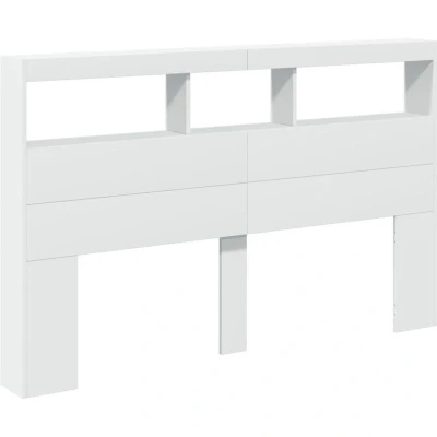 Image of vidaXL Headboard Cabinet with LED White 160x17x102 cm