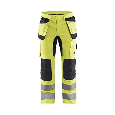 Image of Blaklader Multinorm Inherent 158715123389D120 Work Trousers with Stretch, High Vis Yellow/Navy, Size D120