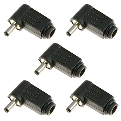 Image of 1.3mm x 3.5mm Male Plug Right Angle L Jack DC Power Tip Connector (Pack of 5)