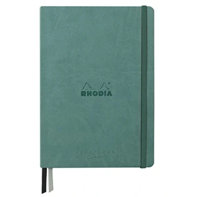 Image of RHODIA 194448C Bullet Journal Goalbook Creation Water Rigid Notebook A5 15.5 x 21 2 cm Dotted Dot 160 pages Clairefontaine Maya Smooth Black Paper 120 g/m Ribbons Faux Leather Cover
