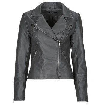 Image of ONLY Onlgemma Biker Faux leather jacket, Women&#039;s, Size: 6, Magnet