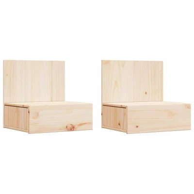 Image of vidaXL Wall mounted Bedside Table 2 pcs Brown 42 x 32.5 40 cm