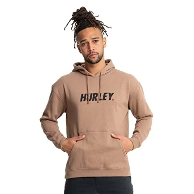 Image of Hurley Men&#039;s Fastlane Solid Po Fleece Sweatshirt, Taupe Haze, L
