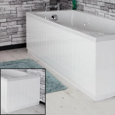 Image of Ceramica White Gloss MDF Tongue and Groove Side &amp; End Bath Panel Pack 1700/700mm
