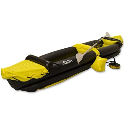 Image of Andes Yellow Inflatable/Blow Up 2 Person/People Kayak/Canoe With Paddle &amp; Pump