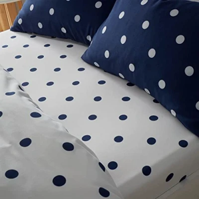 Image of Catherine Lansfield Bedroom Brushed Spot King Fitted Sheet 30m Depth Navy
