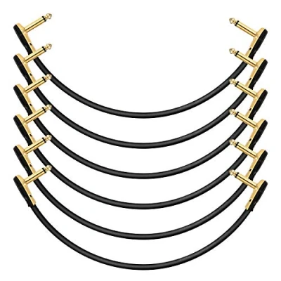 Image of Donner Guitar Patch Cables Right Angle, 12 Inch Effect Pedal Cords 1/4 Instrument for Bass Effects Pedals 6 Pack