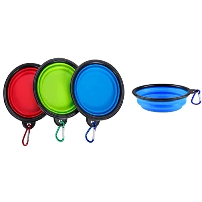 Image of V VAPE 1 X Dog Bowl Collapsible Travel Water Portable Cat Pet Silicone Food with Carabiner Clip