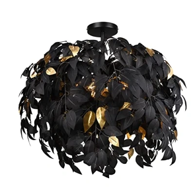 Image of Reality Leuchten Leavy ceiling lamp, Ø 70 cm, black/gold, plastic