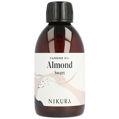 Image of Nikura Sweet Almond Oil 250ml for Skin, Hair Growth, Face, Therapy, Body Oil, Scalp &amp; Nails Essential Oils Natural, Vegan UK BPA Free