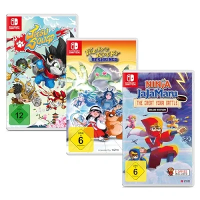 Image of ININ Pocky &amp; Rocky Reshrined + Ninja JaJaMaru Jitsu Squad Japanese Mythology Bundle Nintendo Switch