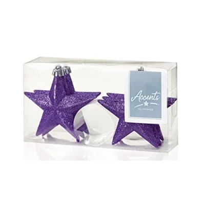 Image of 6 x Purple Icicle / Tear Drop Christmas Tree Baubles