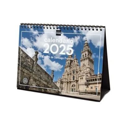 Image of Finocam Calendar Desktop Images to Write 2025 Month View January December (12 months) Camino de Santiago Español