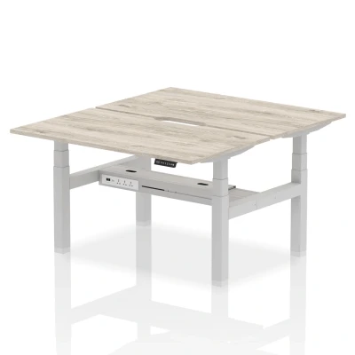 Image of Air B2B 1400x800 Adjustable 2P Bench Desk Scalloped Grey Oak/Silver