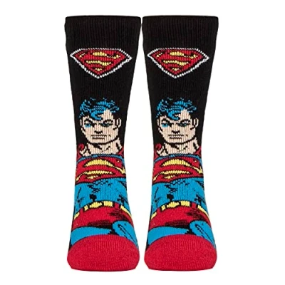 Image of HEAT HOLDERS Boys Thermal Superman Socks for Winter Kids Novelty Superhero Fun Pattern (12 3, Superman)