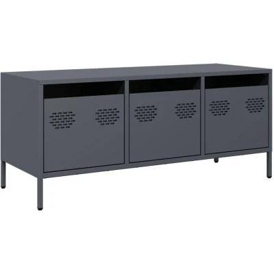 Image of vidaXL TV Cabinet/Stand Anthracite Steel 101.5x39x43.5 cm for Living Room/Bedroom Industrial Style with Ample Storage