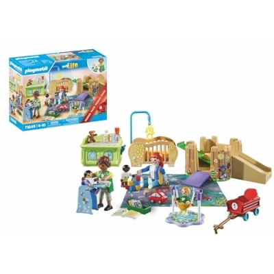 Image of Playmobil 71649 MyLife: Toddler Group Promo Pack, including five figures, play tower, slide, and many adorable accessories, detailed sets suitable for children ages 4+