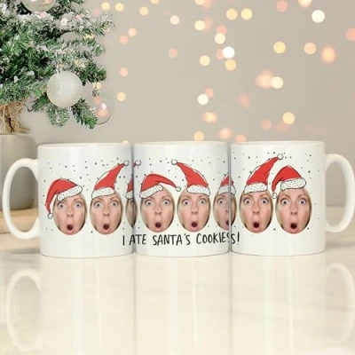 Image of Custom Personalised Photo Upload Christmas Santa Mug, Cup. Secret Santa, Stocking Filler