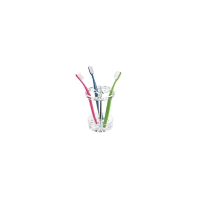 Image of iDesign 55920 Toothbrush Holder for Bathroom, Medium Size Toothpaste Organiser Made of Plastic, Practical Bathroom Storage Toothbrushes and Toothpaste, Clear