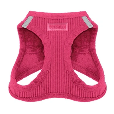 Image of Voyager Step In Plush Dog Harness Soft Plush, Vest for Small and Medium Dogs by Best Pet Supplies 1Fuchsia Corduroy, XS (Chest: 13 14.5&quot;)