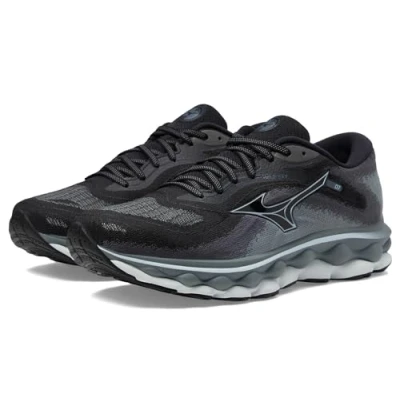 Image of Mizuno Men&#039;s Wave Sky 7 Running Shoe, Black Glacial Ridge, 8 UK