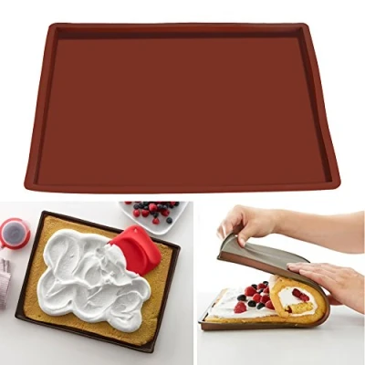 Image of Silicone Baking Trays Mat Sheets, Flexible Tray Mold for Pizza Cookies, Sheets Oven Non Stick