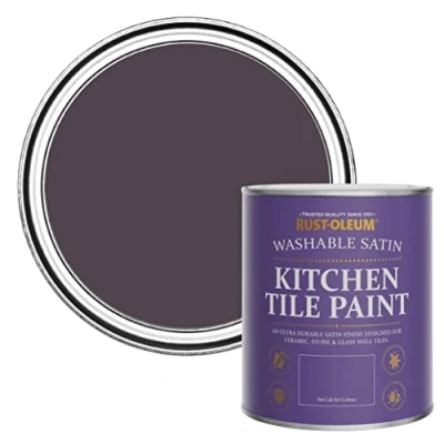 Image of Rust Oleum Purple water resistant Kitchen Tile Paint in Satin Finish Grape Soda 750ml