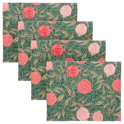 Image of Paoletti Pomegranate Set of 4 Abstract Placemats, Green