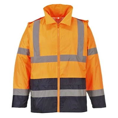 Image of Portwest Hi Vis Classic Contrast Rain Jacket, Size: L, Colour: Orange/Navy, H443ONRL
