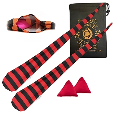 Image of Cascade Juggling Poi Socks and Weights Stretchy Trainer Practice Sock Set Ideal For All Levels (Red Black)