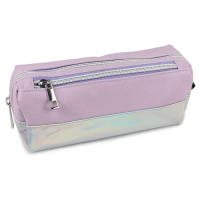 Image of Fashion Stationery Pencil Case Black Large Cases for Girls Boys Teenagers Kids Students Adult Lilac Big Capacity 2 Zip Compartment Back to School Pouch (Lilac)