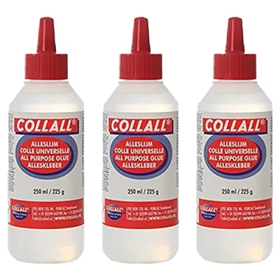 Image of CollAll Purpose Glue Prefect for Arts, Crafts &amp; DIY Transparent, Fast Drying Strong Bond Adults Kids Use Paper, Card, Cork, Wood, Glass, Ceramics, Leather, Felt More Pack of 3