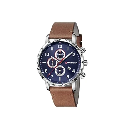 Image of WENGER Mens Chronograph Quartz Watch with Leather Strap 01.1543.108