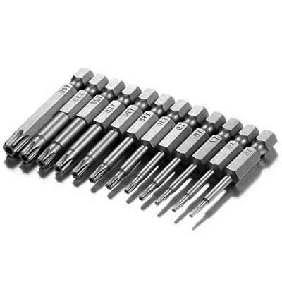 Image of Mesee Set of 12 Pieces Torx Head Screwdriver Bits 1/4 Inch Hex Shank T5 T40 Magnetic Star Security Tamper Proof Electric Screw Driver Drill Bit Tool Kit, 50mm Length