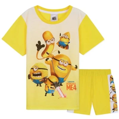 Image of MINIONS Boys Short Pyjamas Set, Soft Breathable Lounge Wear Gifts (Yellow/Mustard, 2 3 Years)