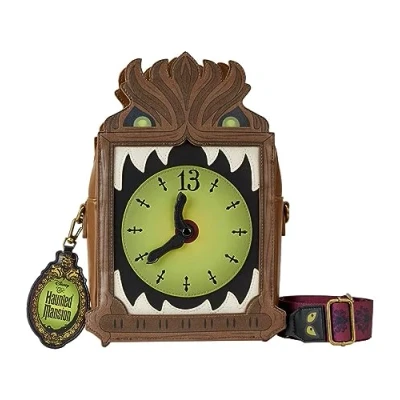 Image of Loungefly Disney The Haunted Mansion Clock Crossbody Bag Brown
