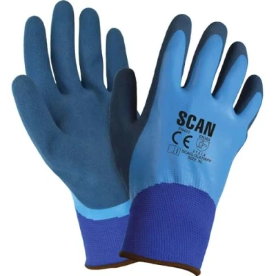 Image of Scan SCAGLOLATWP Double Latex Waterproof Gloves Size 9