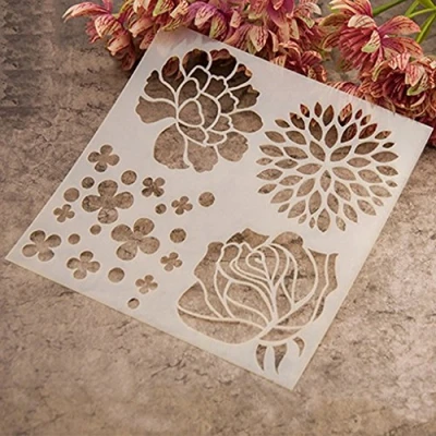 Image of Gemini_mall® Fashion Painting Template Stencil Scrapbooking Album Cake Coffee DIY Art Decor (Flower)