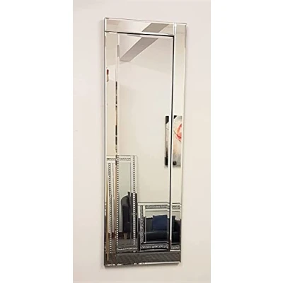 Image of Biznest Full Length Silver Glass Framed Bevelled Wall Mirror (16&quot;x48&quot;)