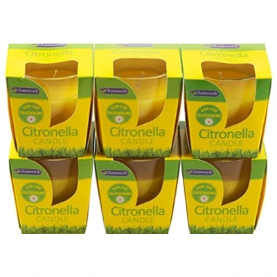 Image of Chatsworth Outdoor Garden Citronella Candles in Glass Jar Holders (Set of 6)