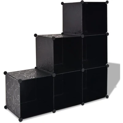Image of vidaXL Storage Cube Organiser with 6 Compartments Black