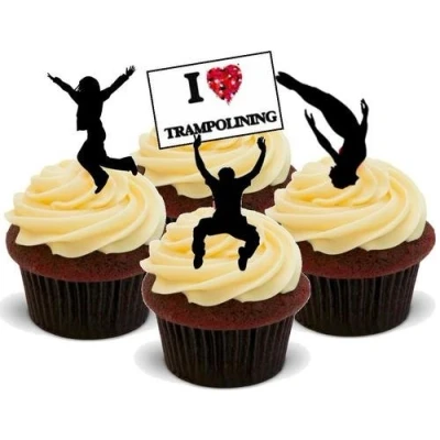 Image of Trampoline Mix 12 Edible Stand Up Premium Wafer Card Cake Toppers Decorations