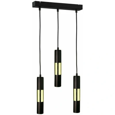 Image of Magnum Bar Pendant Ceiling Light Black, Gold, 50cm, 3x GU10
